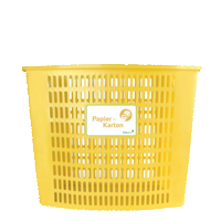 Gele krat voor papier en karton